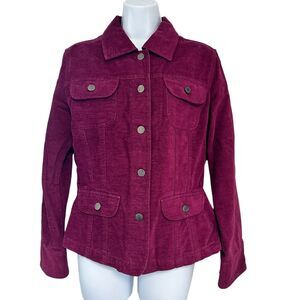 J. Jill Magenta Soft Corduroy Button Up Blazer Jacket Size Small
